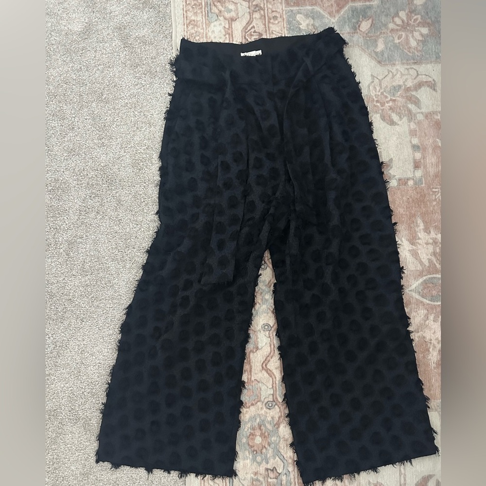 H&M Navy Cropped Wide Leg Tie Pants